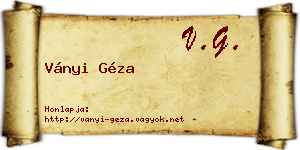 Ványi Géza névjegykártya