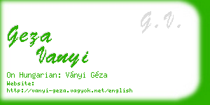 geza vanyi business card