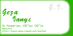 geza vanyi business card